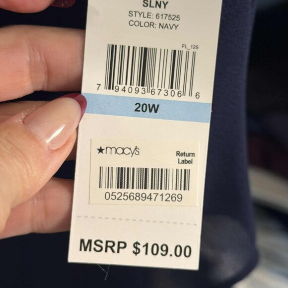 NWT SLNY Fashions Sleeveless Tiered Chiffon Dress, Navy Blue, SIZE 20W - Picture 8 of 10